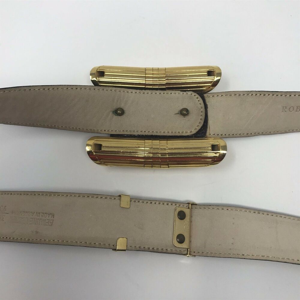 Roberto Dalpra Embossed Belt Brown Genuine Leather Size 36 Women's - Picture 7 of 8
